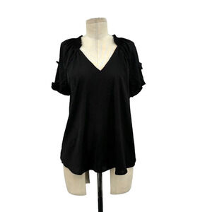 Current Air Los Angeles‎ Black Ruffle Short Sleeve Blouse Size Small